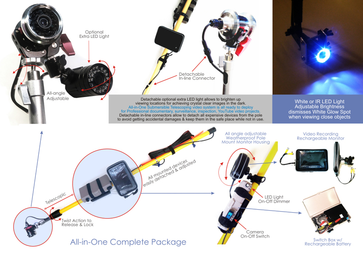 telescopic pole video system underwater pole inspection video 
